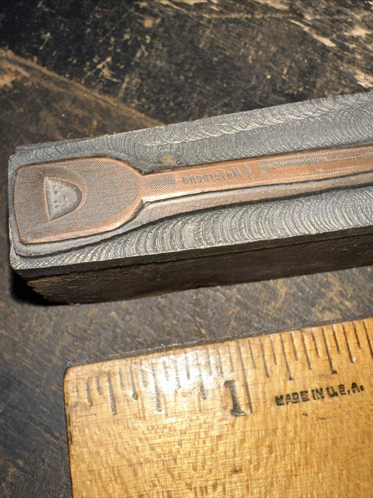 (Print Block) “ Never Bend Shovel “ Copper Face Print Block.