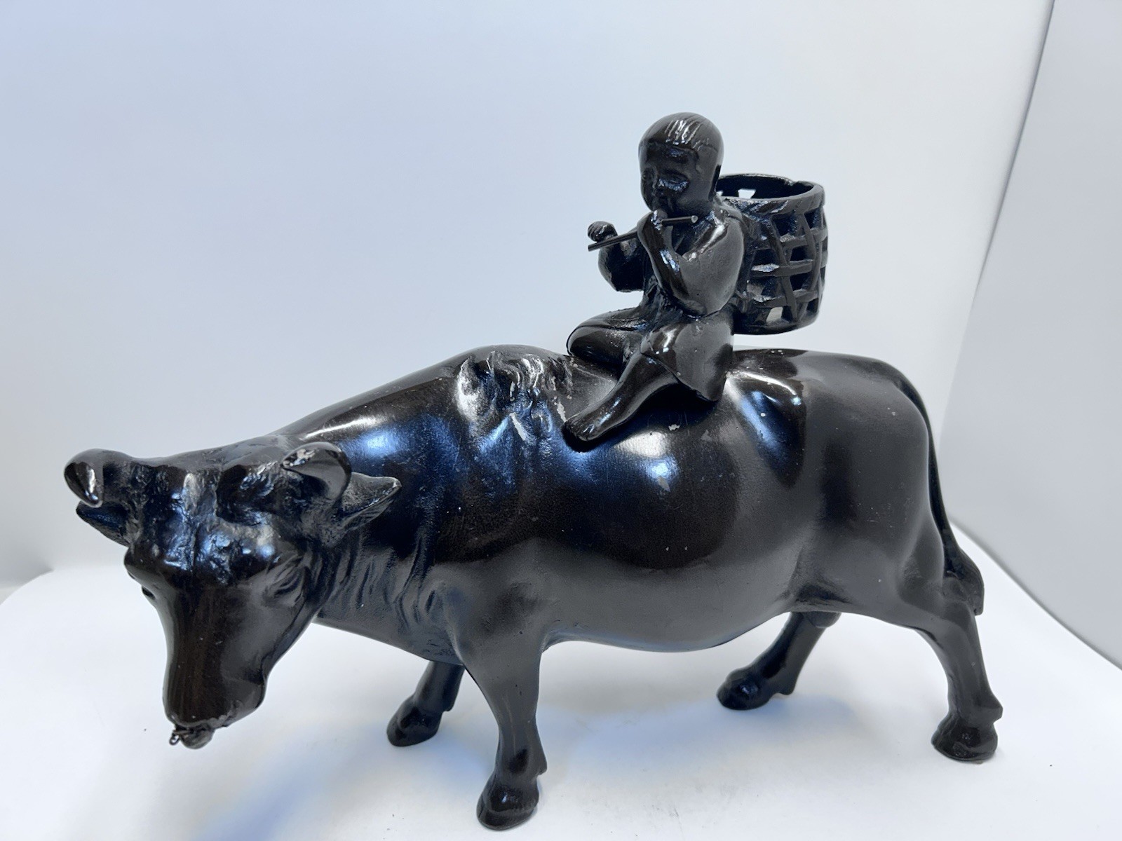 Vintage Copper Water Buffalo Sculpture Japanese Artisan Handcrafted Very Heavy