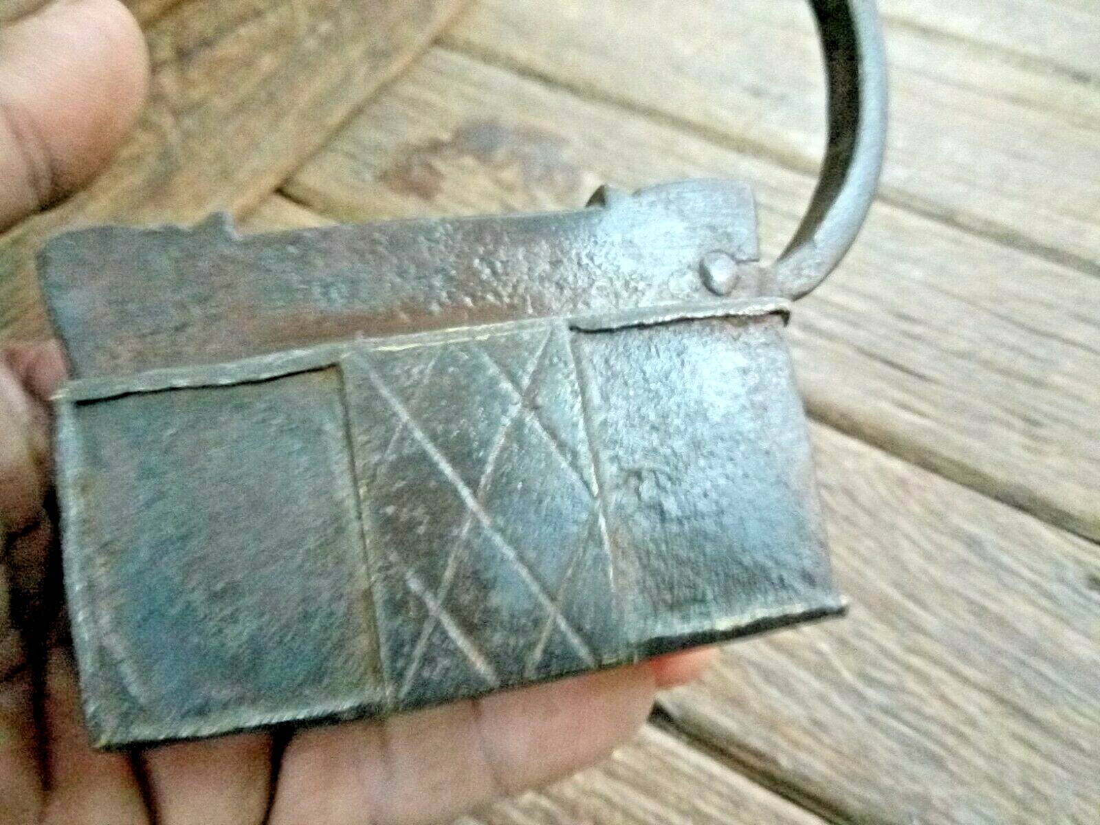 OLD VINTAGE IRON LOCK COVER REPLACEMENT TABLE CANDLE STAND 2 PIES
