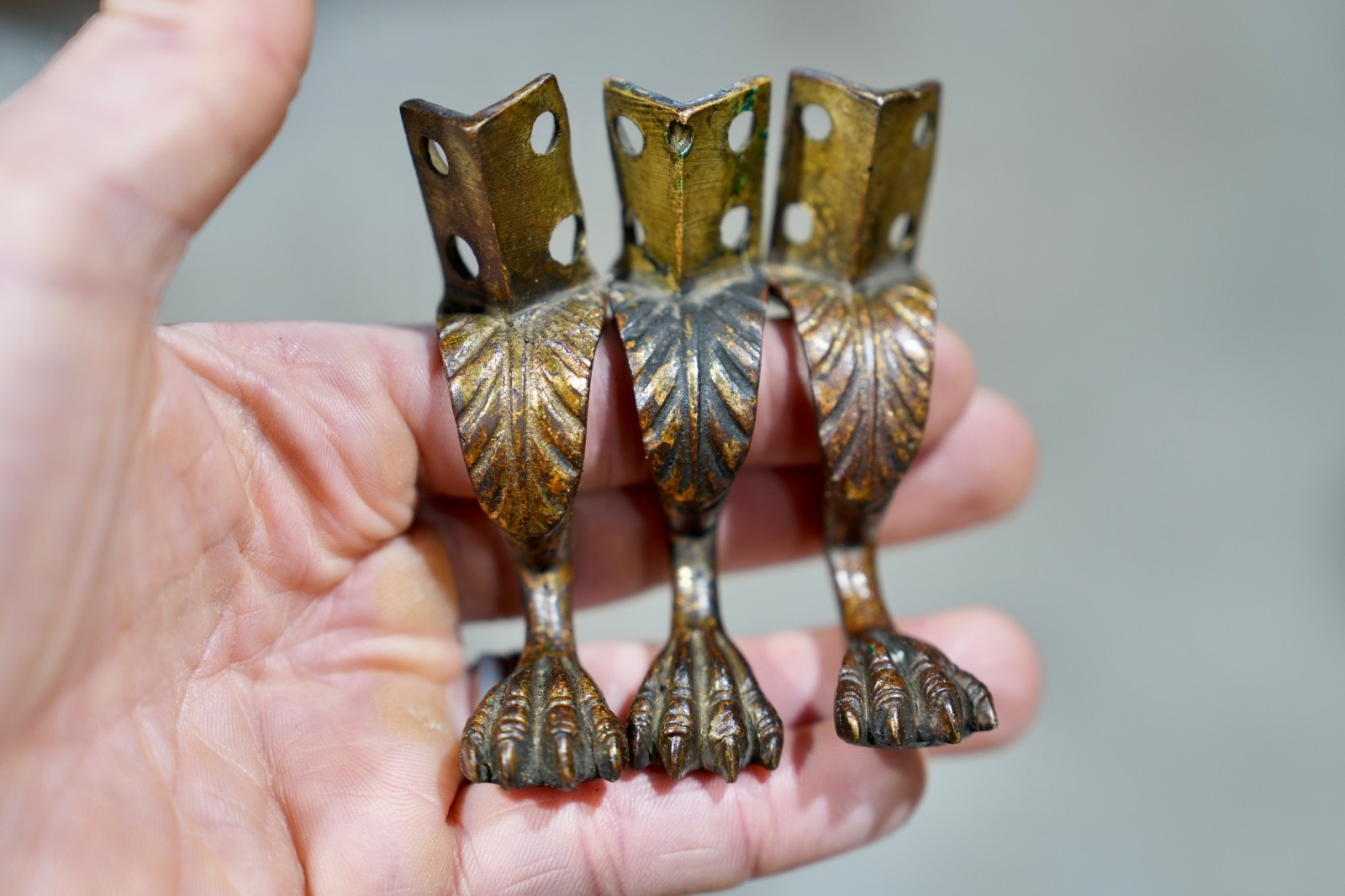 Antique Vintage Lion Claw Feet Furniture Leg Foot Brass Hardware Jewelry Box