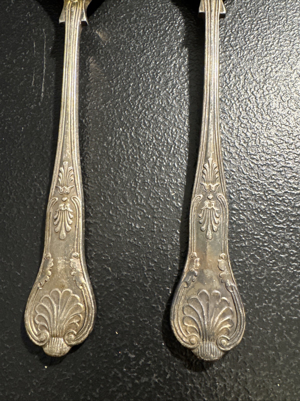 A1 EPNS Sheffield King’s Pattern Serving Spoon & Spork Berry/Fruit, Gold Washed