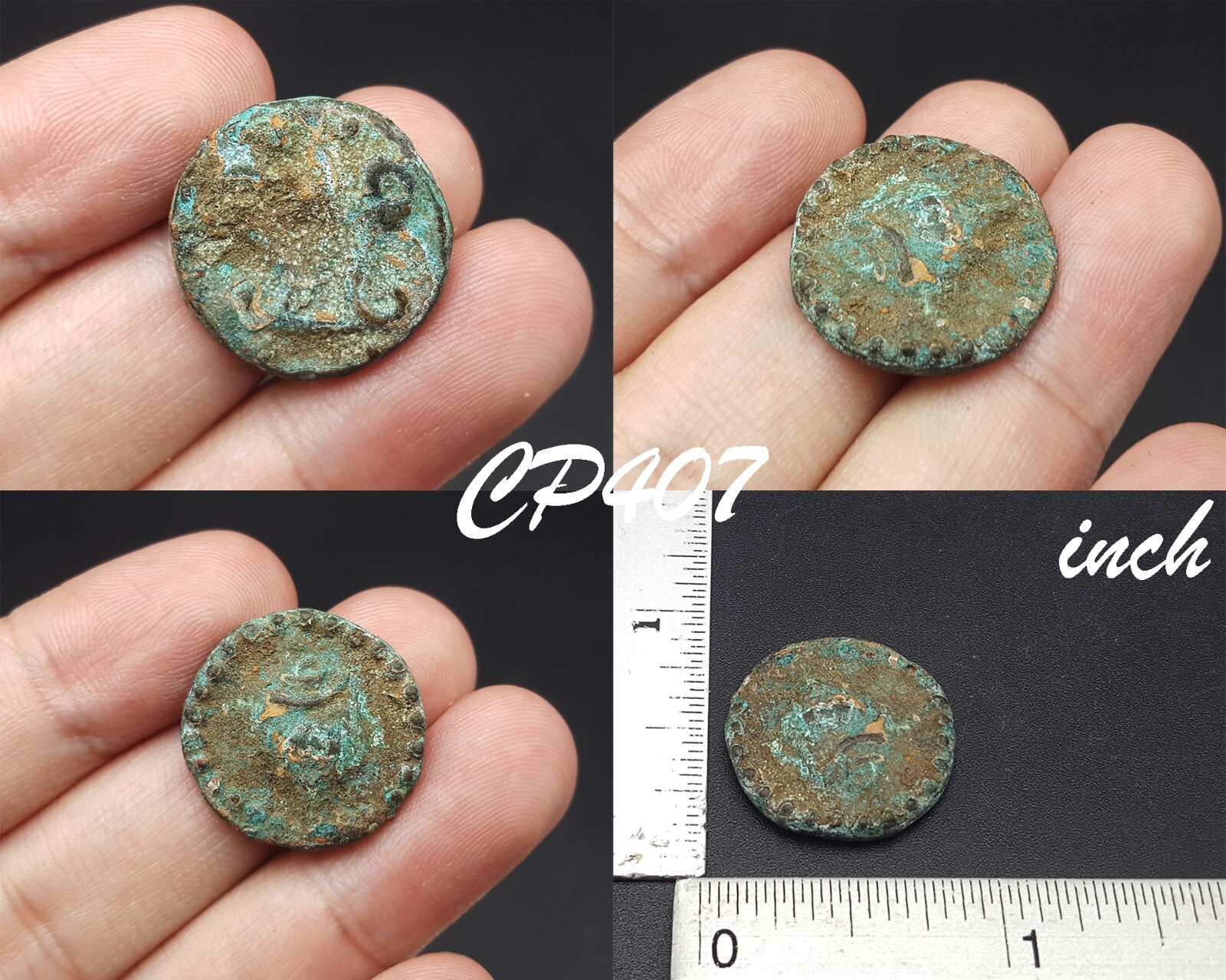 Unique Ancient Conch Samrit Bronze Dvaravati Period Coin Thai Burma #CP407