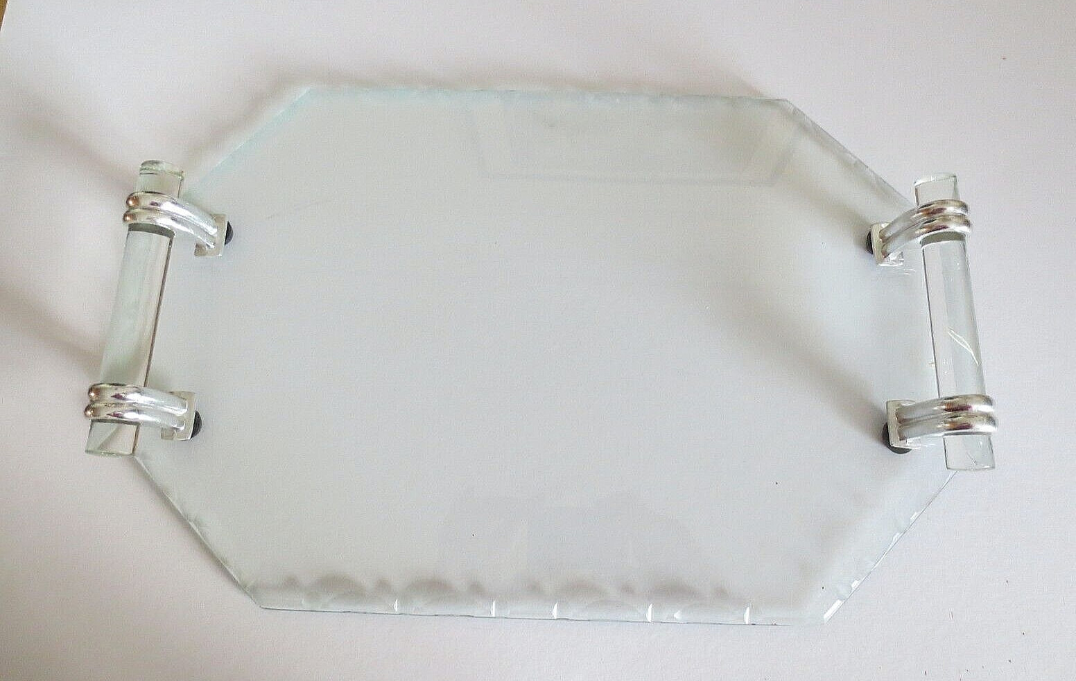 Glass and Chrome Tray French Bevelled Edges
