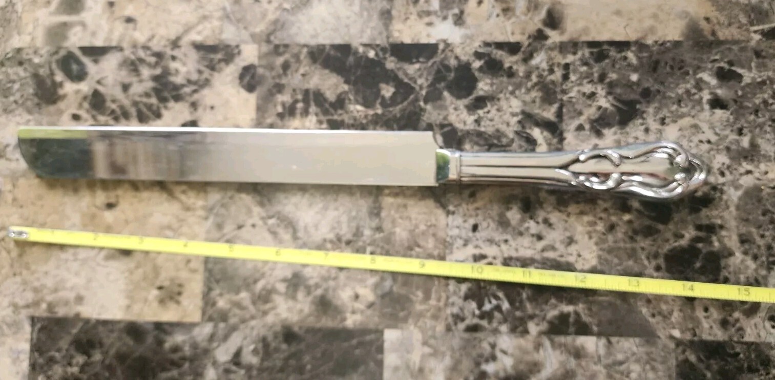 VINTAGE MID-CENTURY-MODERN STYLE SILVERPLATE HANDLED “14 1/4” BREAD KNIFE 🍞