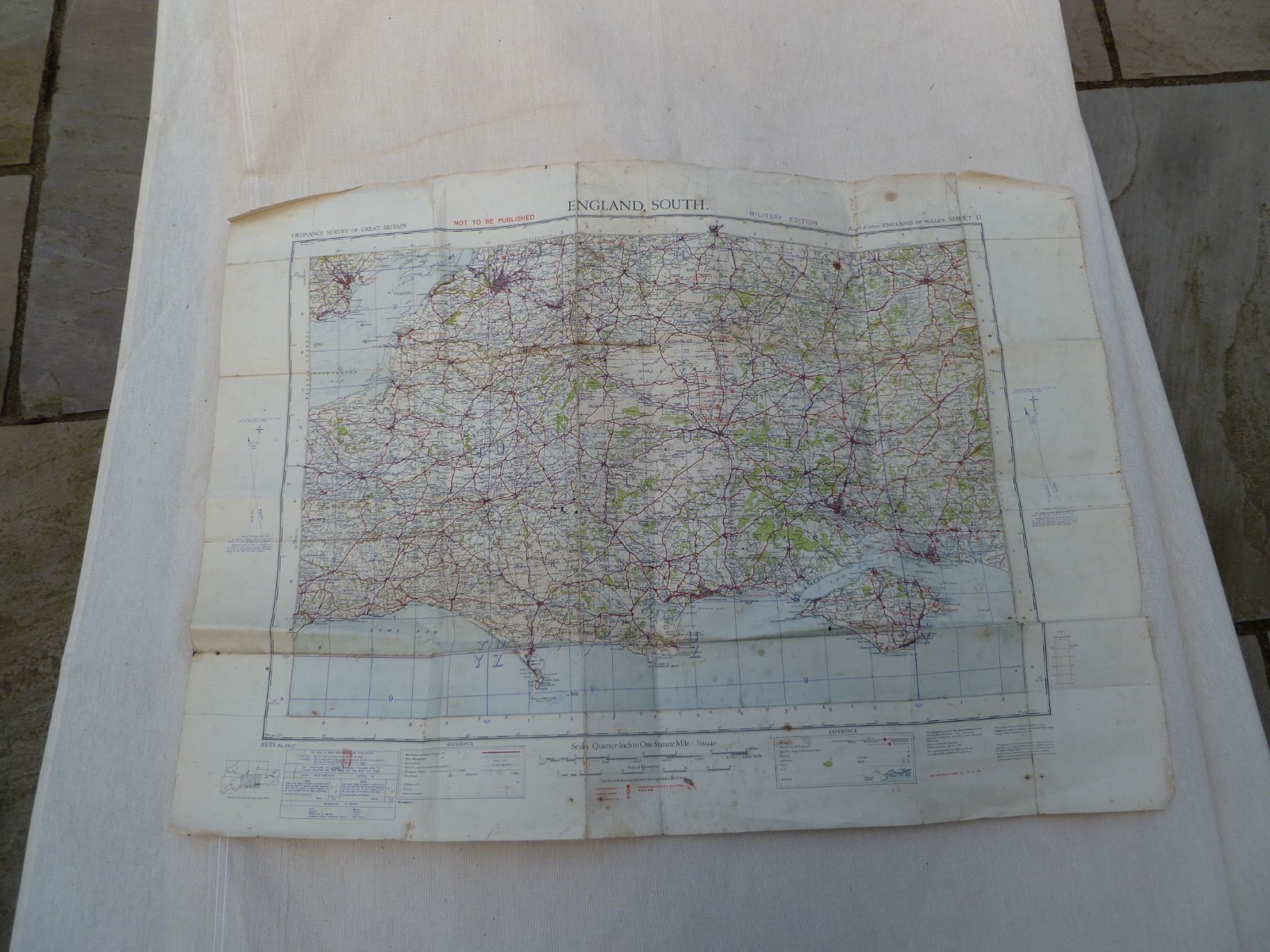 Vintage Ordnance Survey Sheet 11 Cloth England South 20.11.39 Military Edition