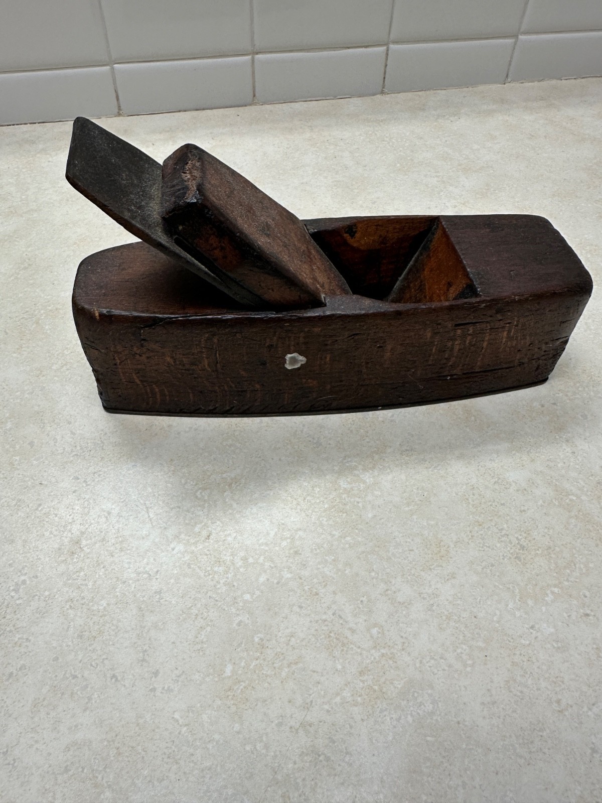 Antique Wooden Coffin Shape Wood Plane and Blade