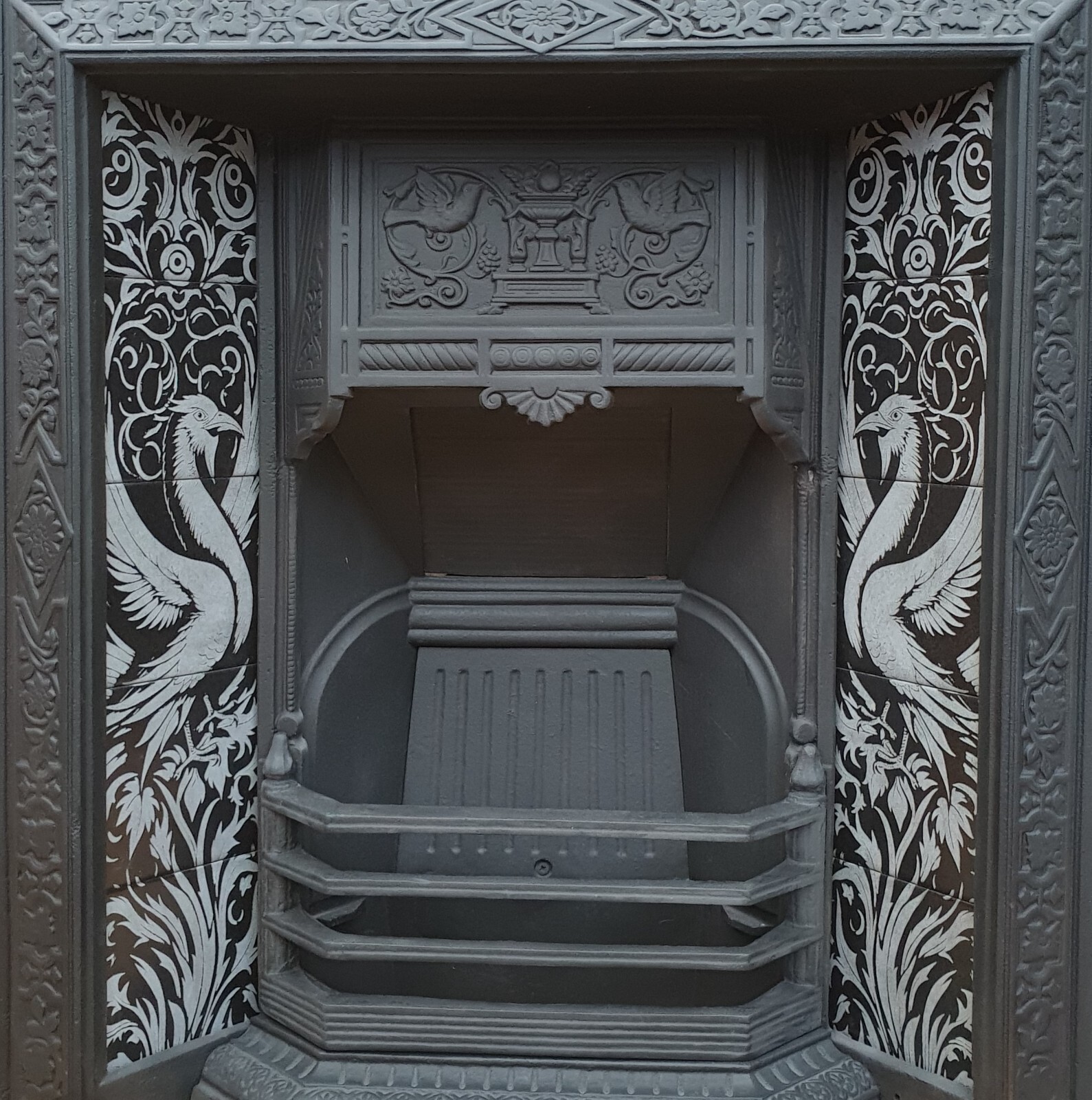Black & Silver Phoenix Ceramic Fireplace Tiles Fireplace Tiles