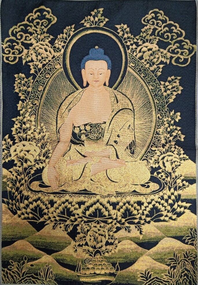 36in Tibetan Silk Thangka Buddhism Sakyamuni Buddha Tangka Wall Art Yoga Decor