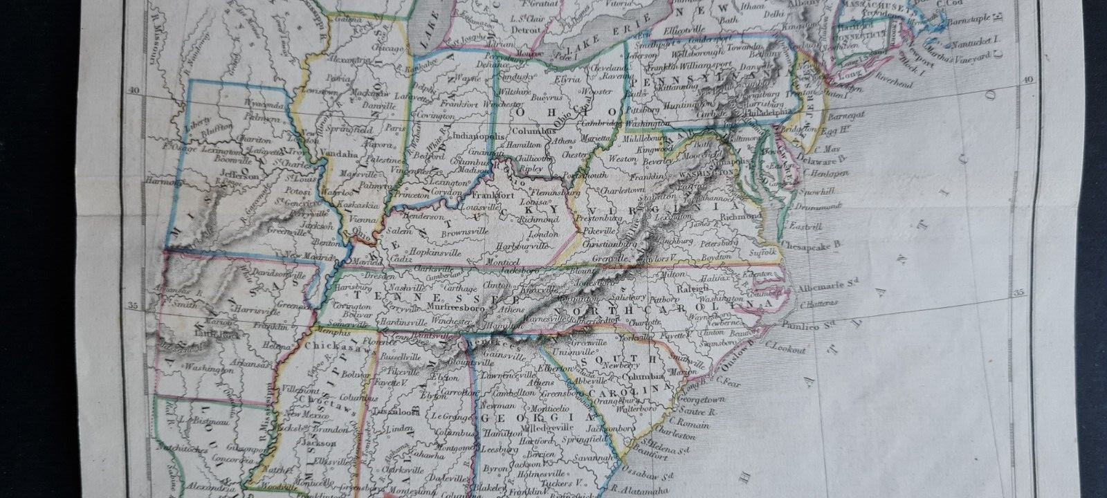 Antique (1844) map – United States – USA – Selina Hall / Samuel Butler