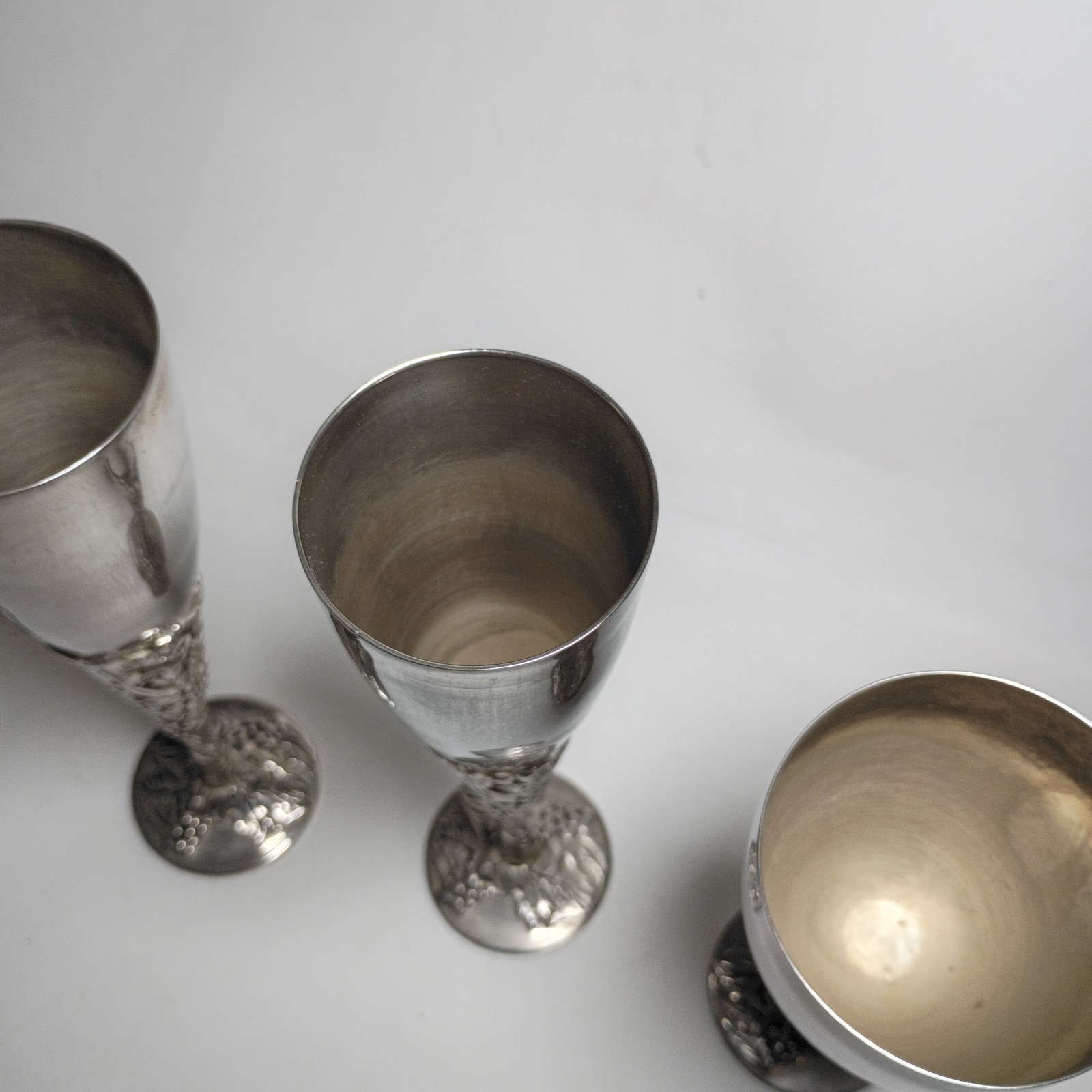 Vintage Godinger Silver Plate Champagne Flute 9.5″ & 7.5 Inch Grape Vine Chalice