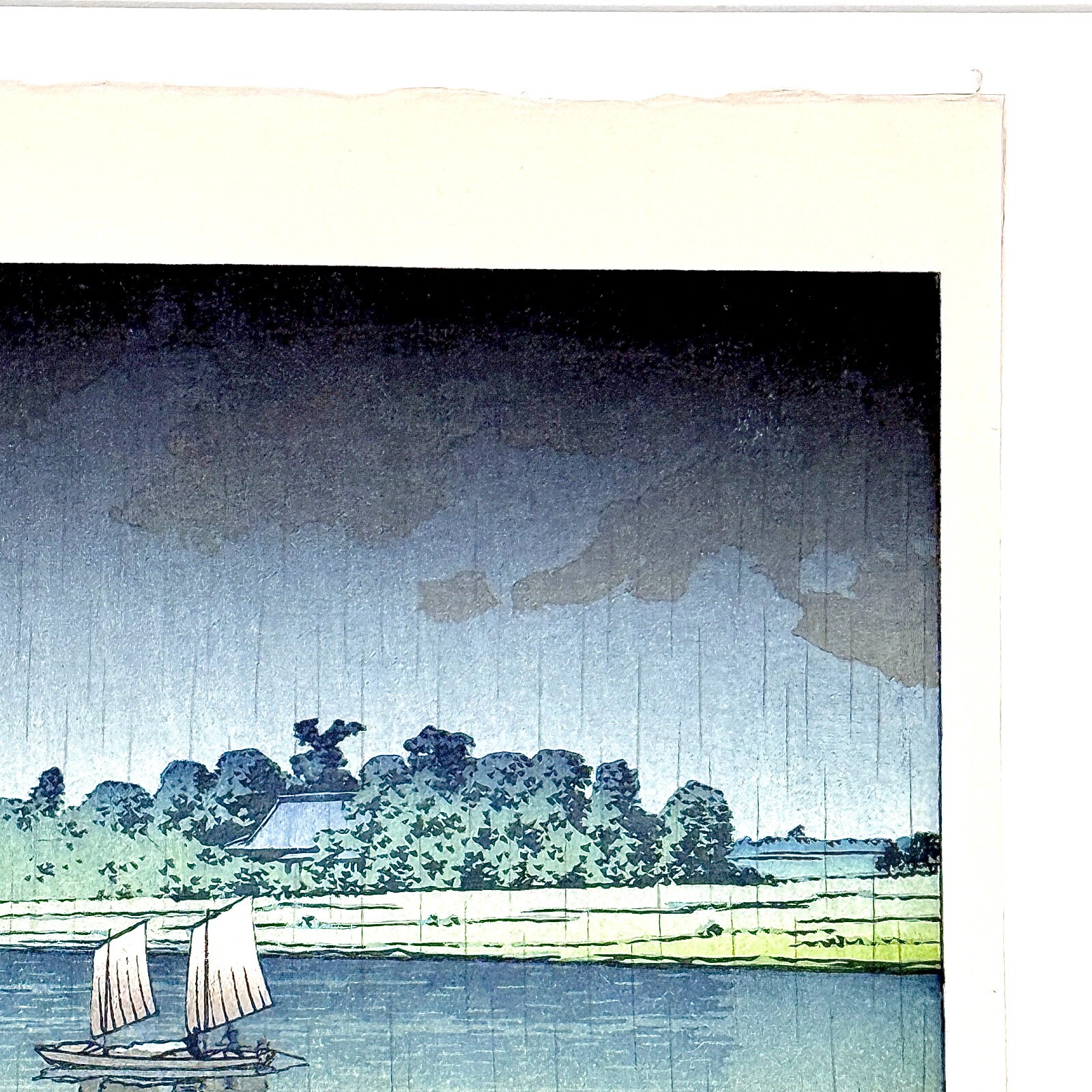 Kawase Hasui Woodblock Print: Continuous Early-Summer Rain Ukiyo-e Samidare