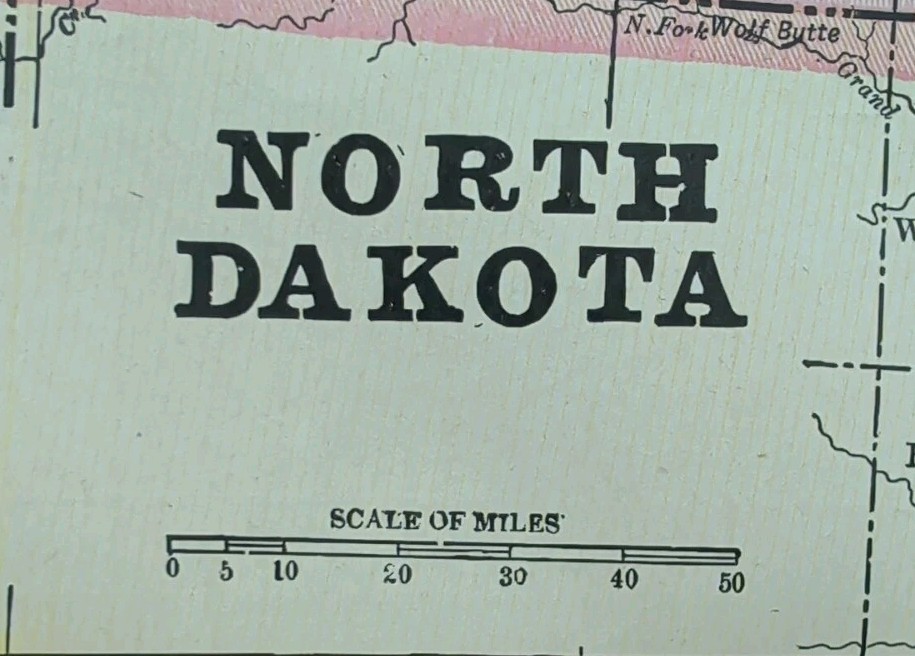 Vintage 1897 NORTH DAKOTA Map 14″x11″ ~ Old Antique Original STANTON WASHBURN ND