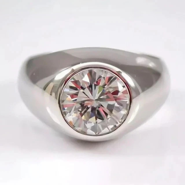 2.00Ct Round Cut Lab Created Diamond Men’s Solitaire Ring 14K White Gold Plated