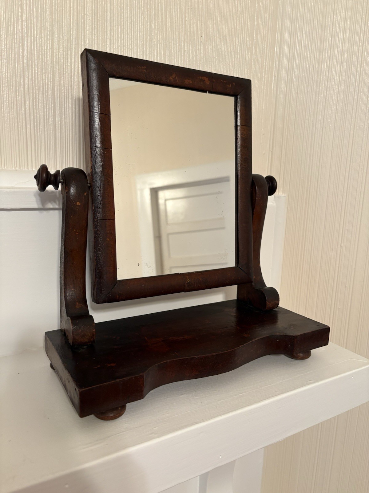 Antique Wooden Tabletop Vanity Mirror, Early 1900s Dressing Mirror
