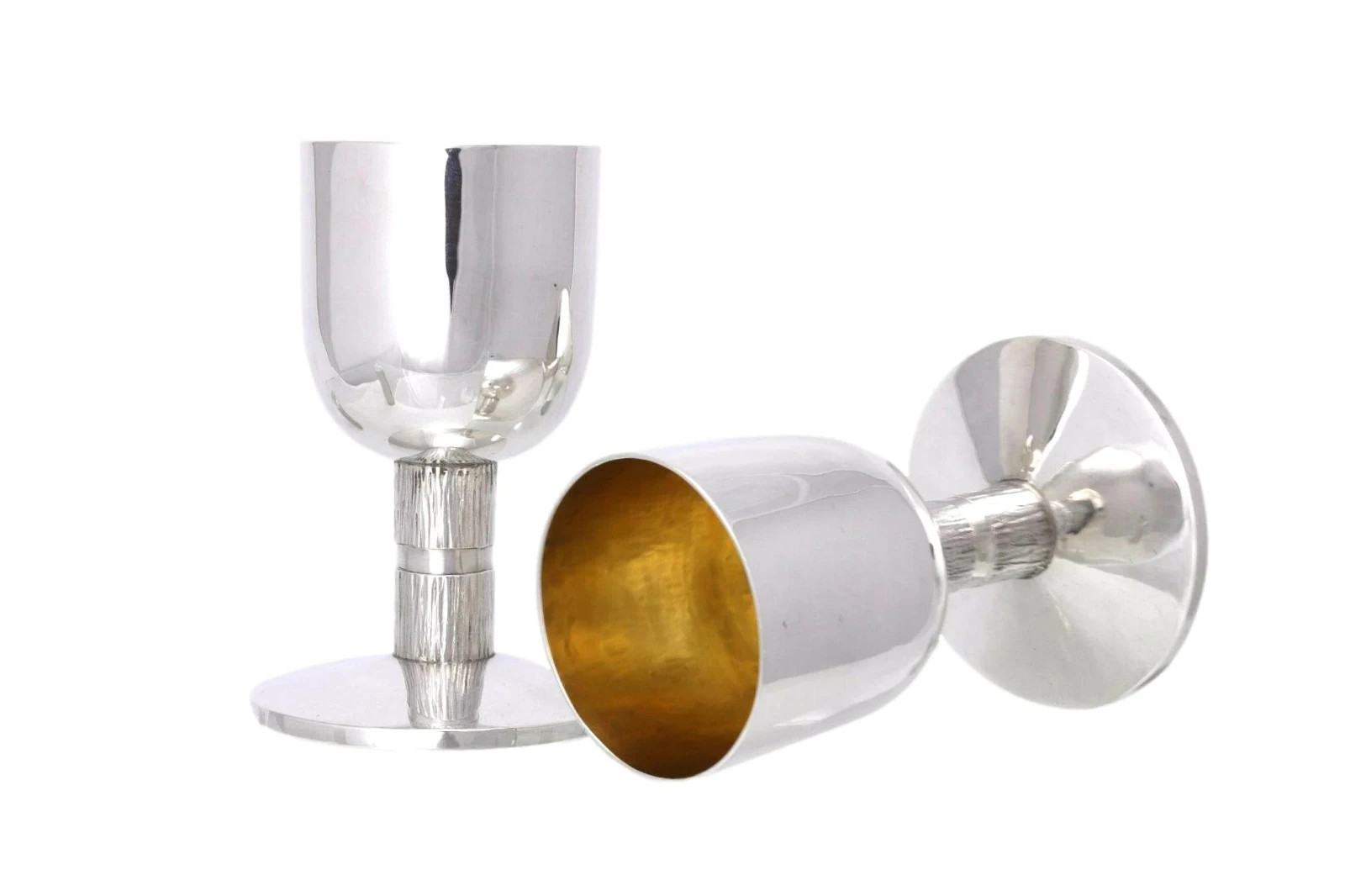 Sterling SILVER – Mid-Century Modern ROGER JOHN SQUIRES – Pair Goblets 1978
