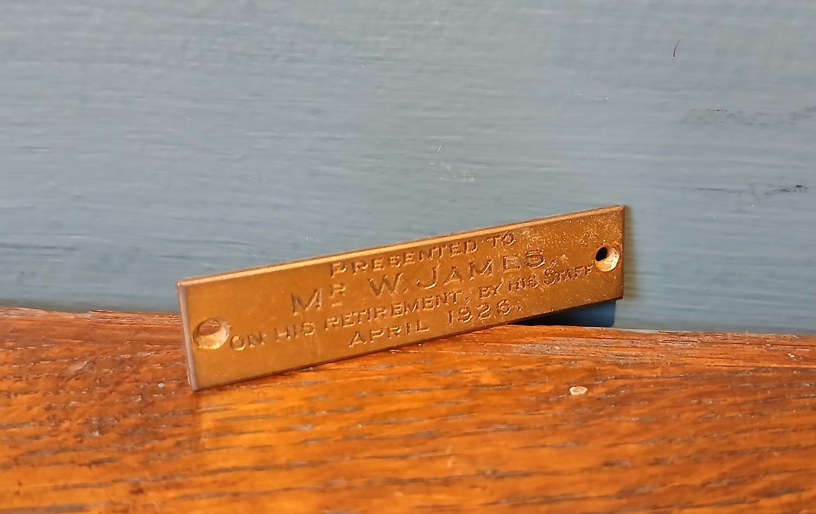 Antique Brass Gilded Presentation Plaque. C.1920