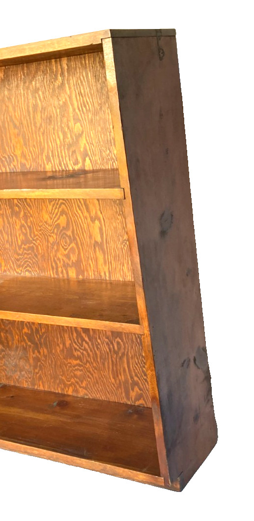 Antique Handmade Oak Finish Solid Wood 3 Shelf Bookcase Vintage – Rare!!