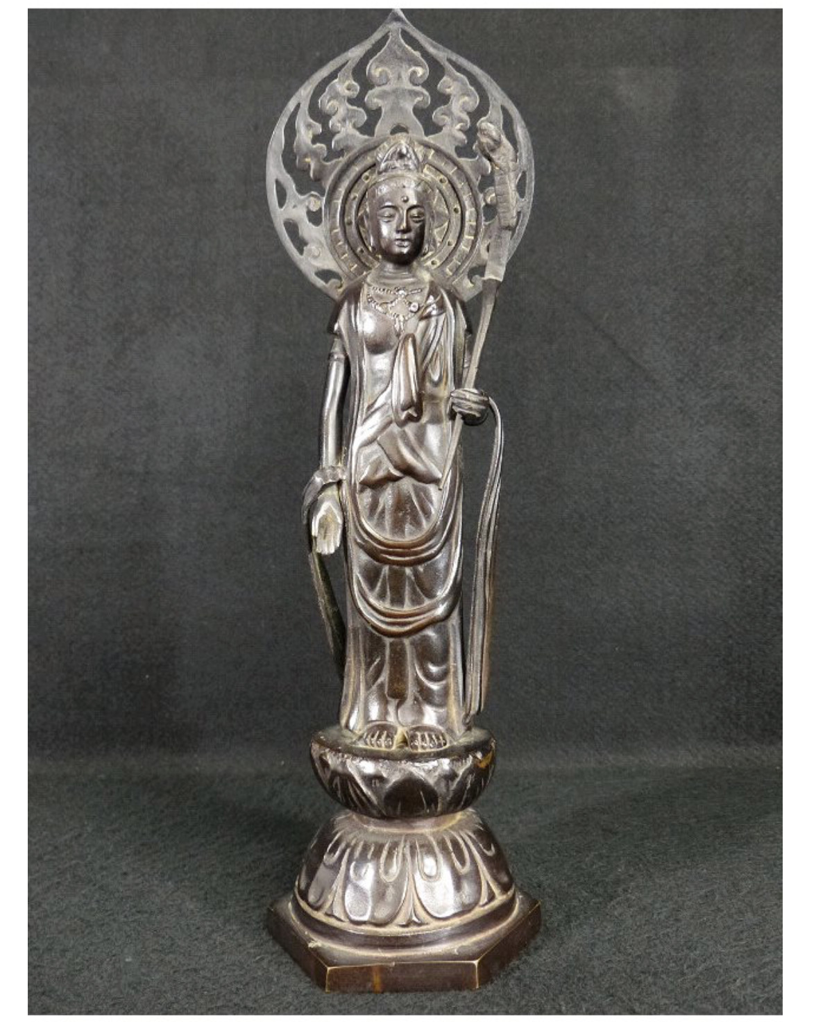Japanese Old Buddha Guanyin Statue / 高村光雲 Koun Takamura / W 12 ×H 39[cm] 1.8kg