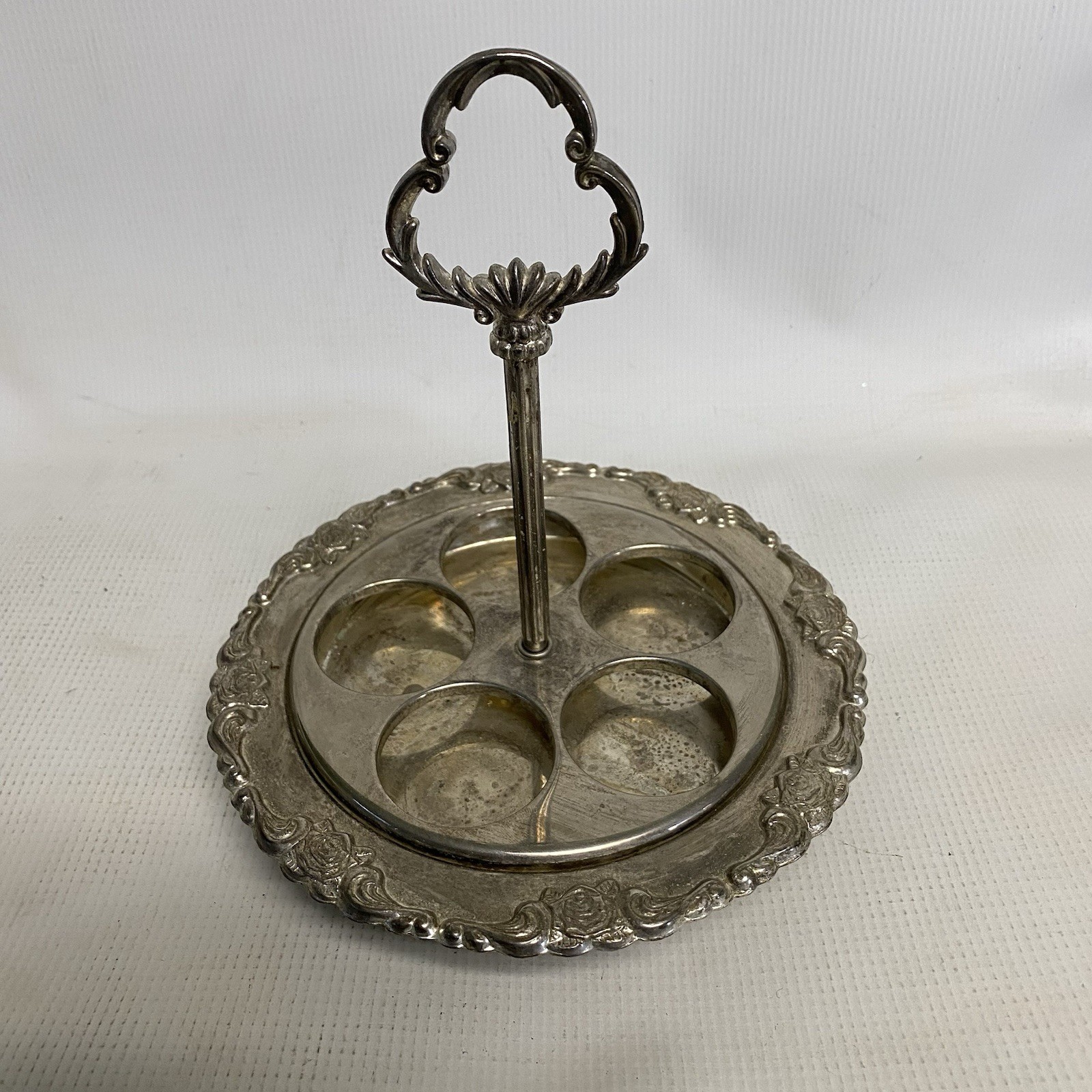 Vintage Silver Plate Apothecary Bottle Holder Potion Bottles Cruet Stand