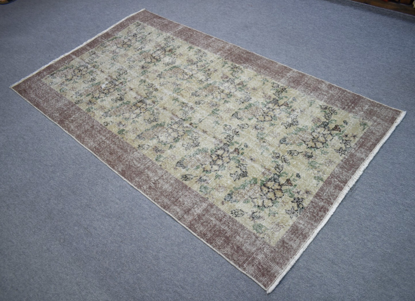Vintage Turkish Rug 44” x 77” Muted Dye Oushak Rug Hand-knotted Wool Rug