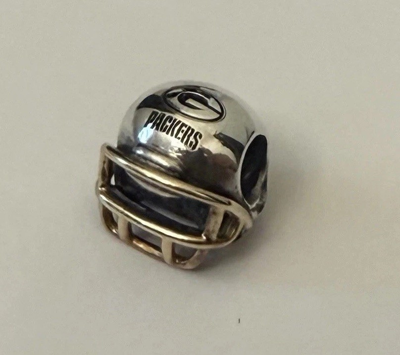 Pandora Green Bay Packers Charm Football Helmet Charm S925 Sterling Silver