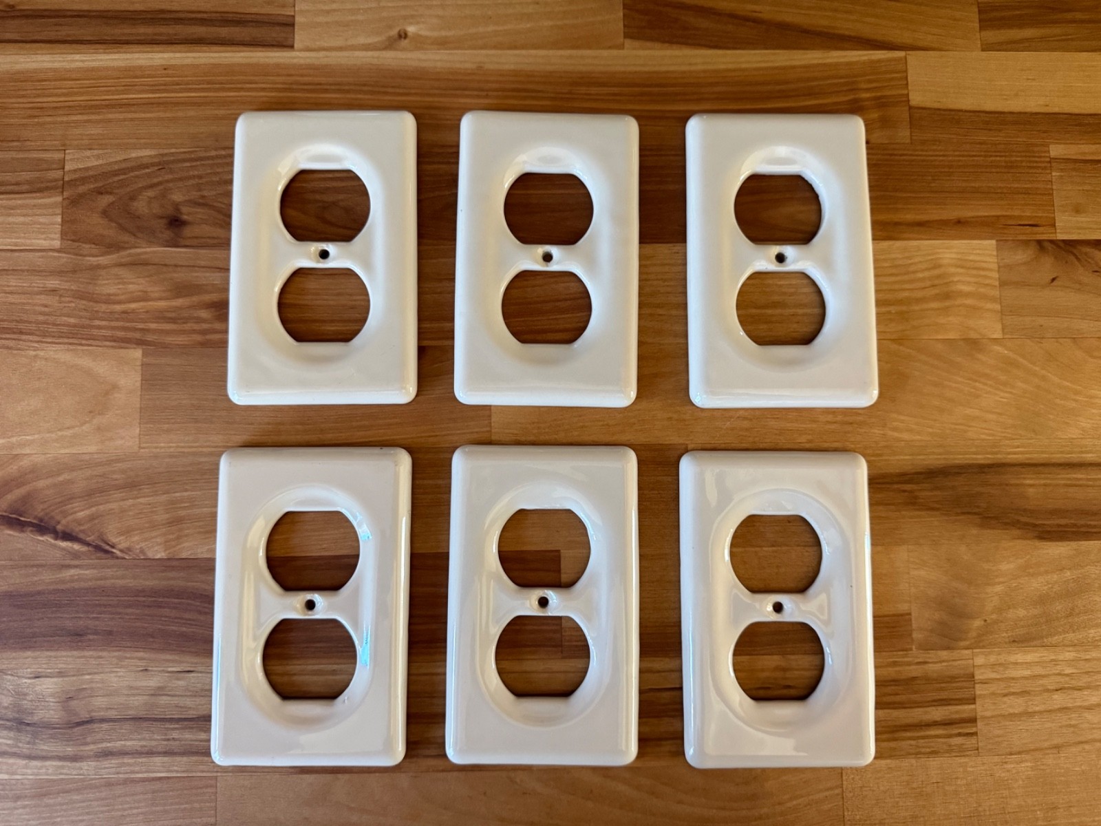 Lot of 6 Vintage Ceramic Outlet Plate Covers Lot Creamy Off White