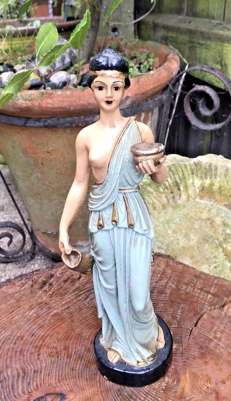 Antique Victorian Hebe goddess of youth figure polychrome hand painted statue