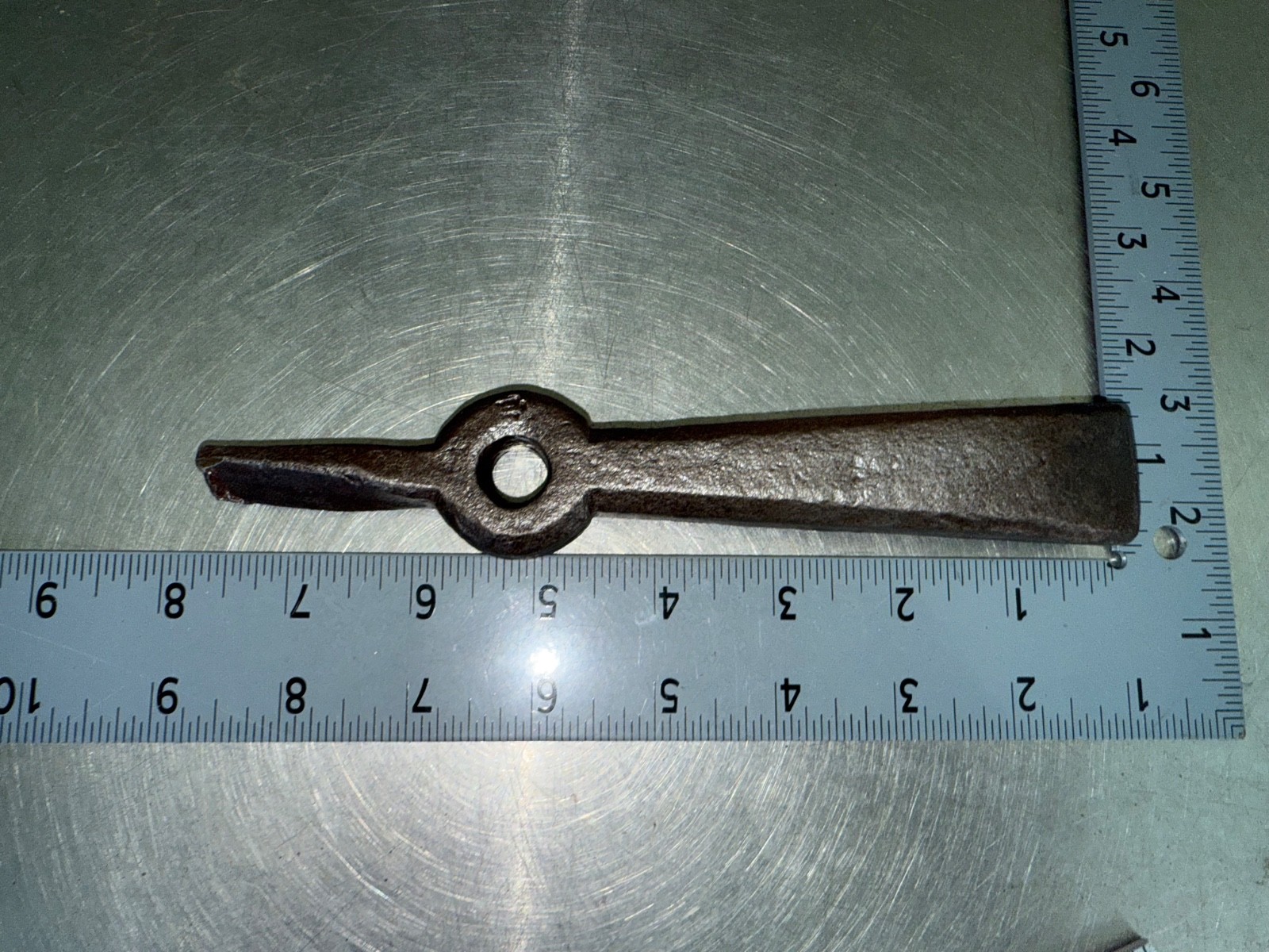 Nice! Antique 19th C Wrought Iron PA Dutch Key Dengelstock Scythe Anvil #13