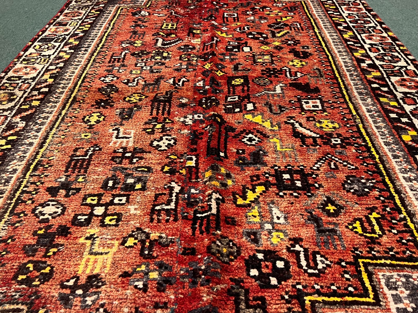 287 X 130 cm COLLECTORS’ ITEM Antique Pictoriall Natural Vegetable Dye Runner