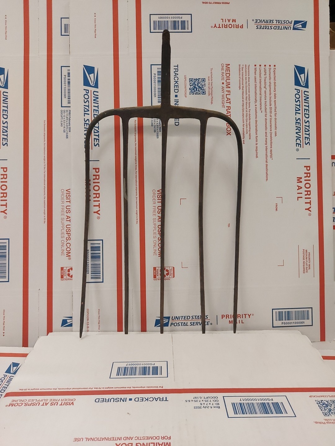 Old Vintage Rustic Metal 5 Tine Prong PitchFork Pitch Fork Head Primitive Tool