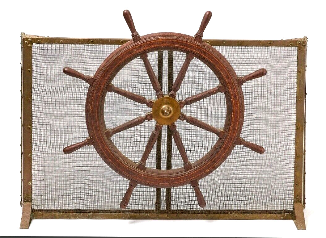 * Ships Wheel Firescreen antique Nautical Fireplace Tool – Shipping Available