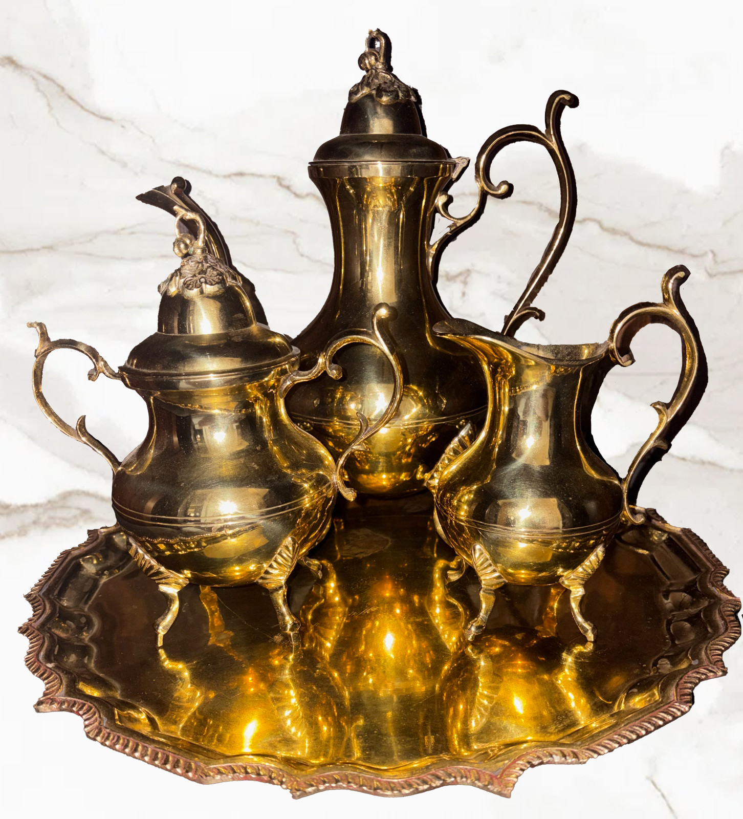 Vintage or Antique Ornate Gold-plated coffee or tea service set – 4 piece