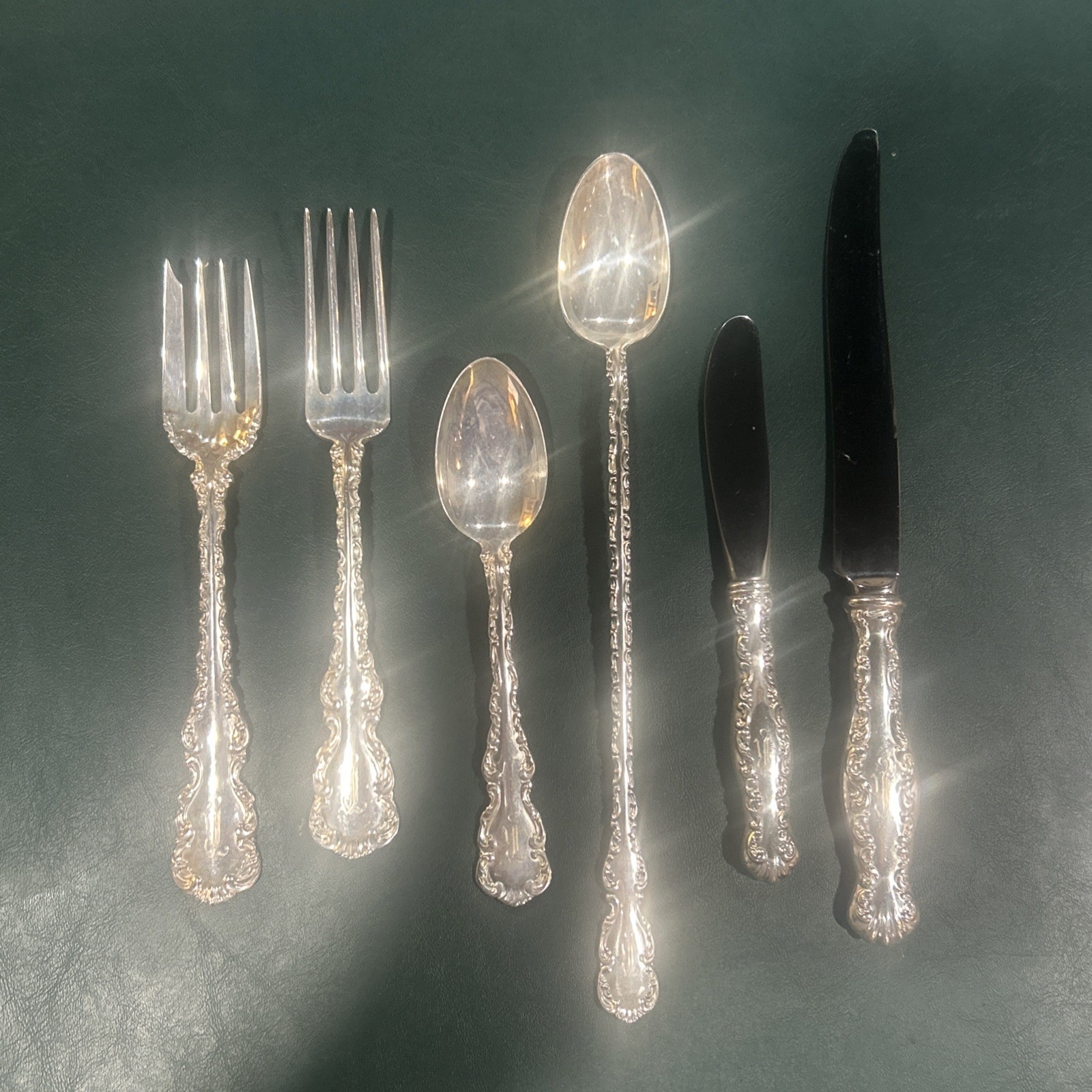 Gorham Whiting Louis XV Sterling Silver Place Setting 6 Pieces Monogrammed R