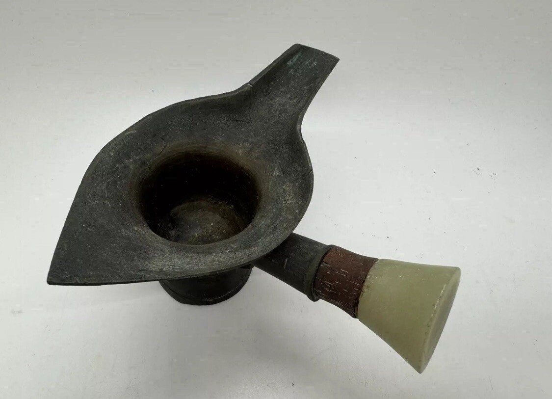 Antique Chinese Bronze & Jade Ladle / Silk Iron See Pics For Appraisal