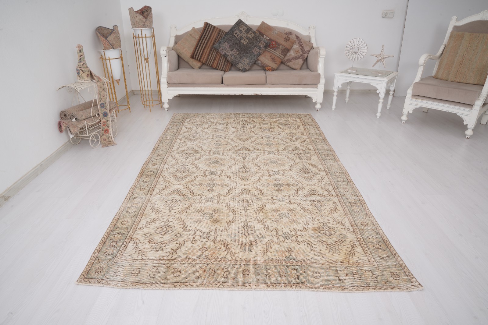 Turkish Rug 5×8 Muted Oushak Vintage Carpet Antique Traditional Area Rug 575