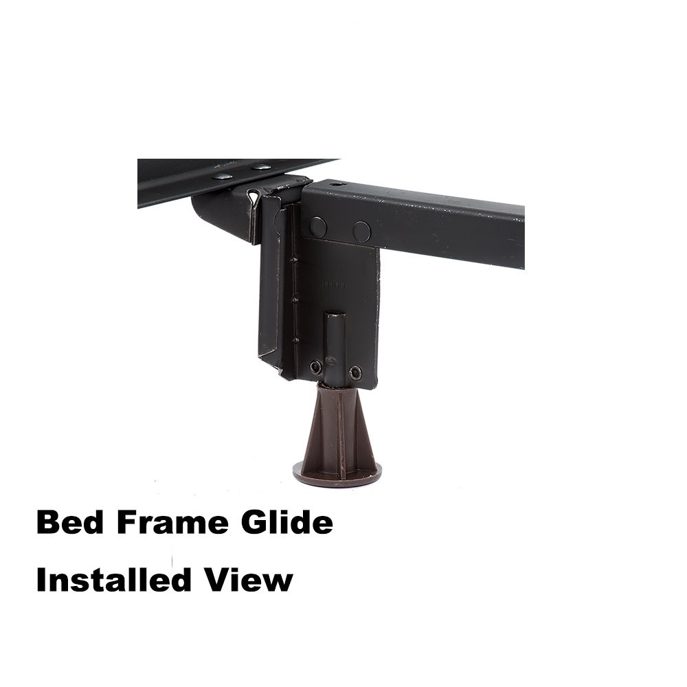 4PCS Steel Stem Replacement Bed Frame Feet with Plastic Inserts Dark Brown