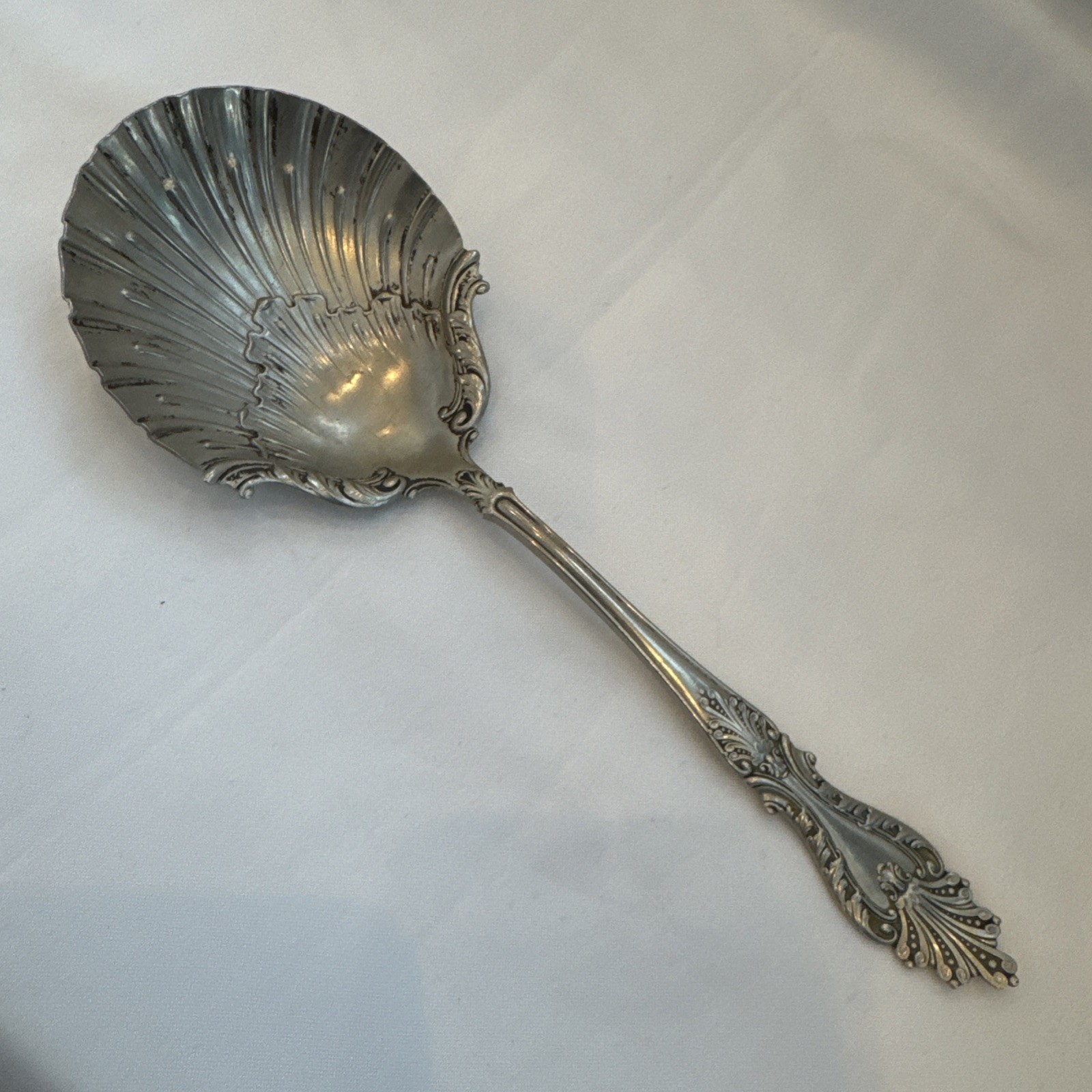 Rogers & Hamilton RAPHAEL Shell Berry SilverPlate Serving Spoon Pat1896 8.5” Vtg