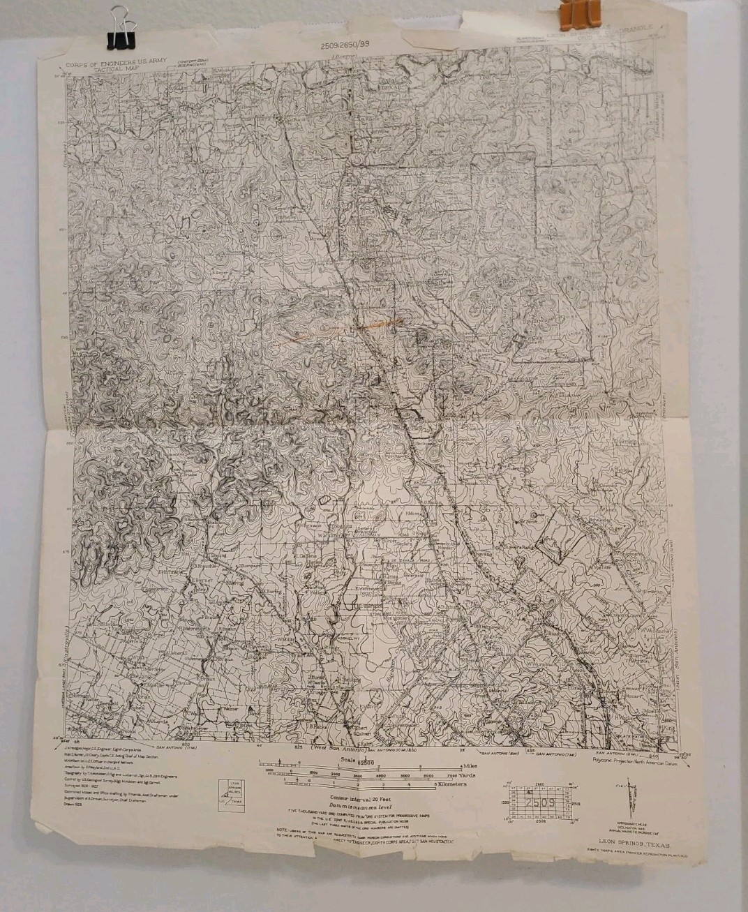 1928 Leon Springs TX Corps Engineers Topo Map Camp Bullis Vintage Original