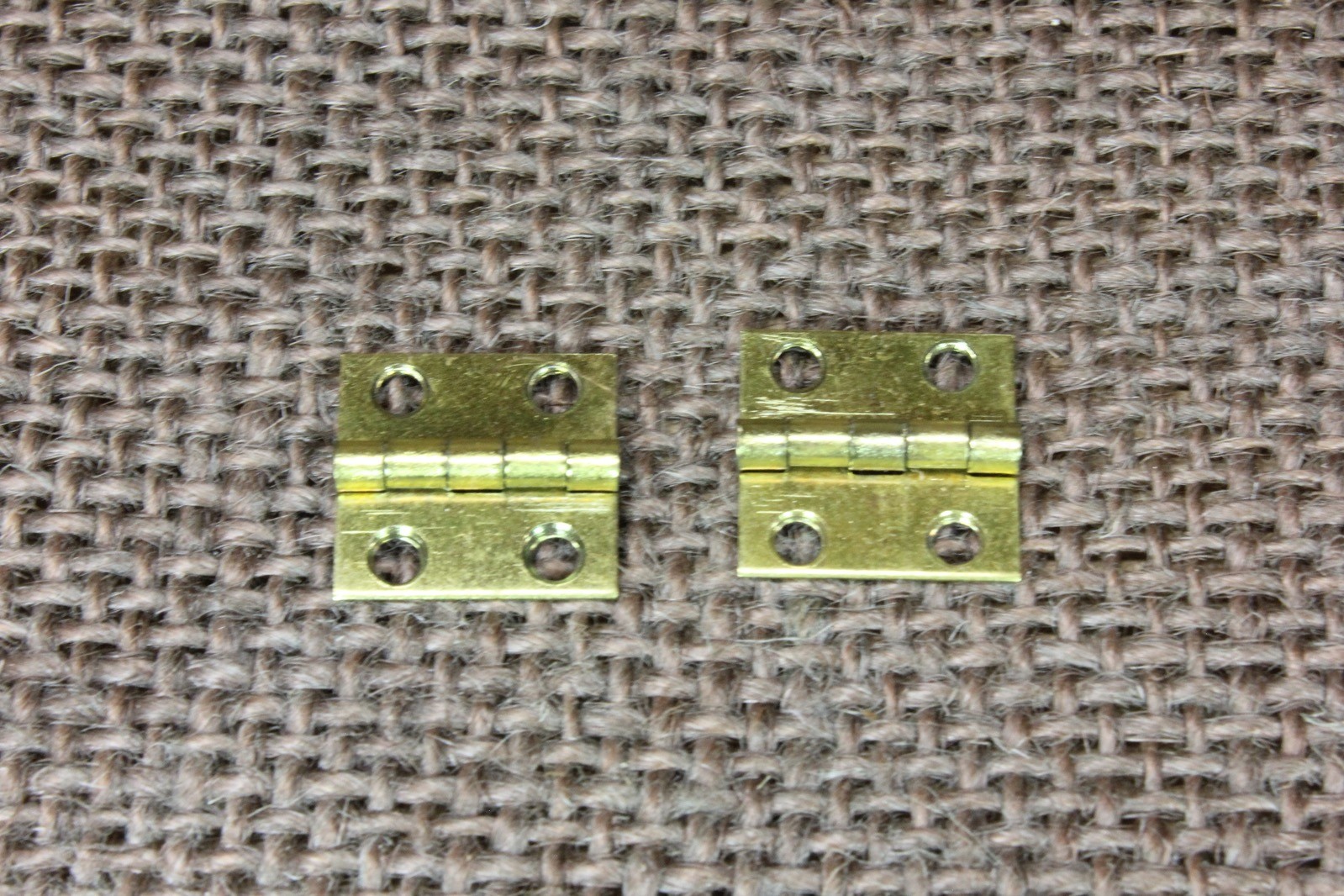 2 Old Tiny Door Mini Hinges Solid Brass 1/2″ X 1/2” Vintage USA Made with screws