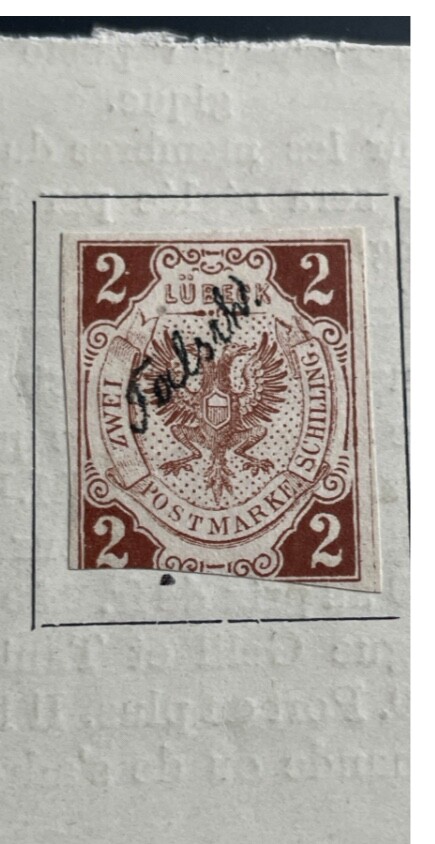 Vintage Stamp Multicolor 1859 lubeck 2 schilling
