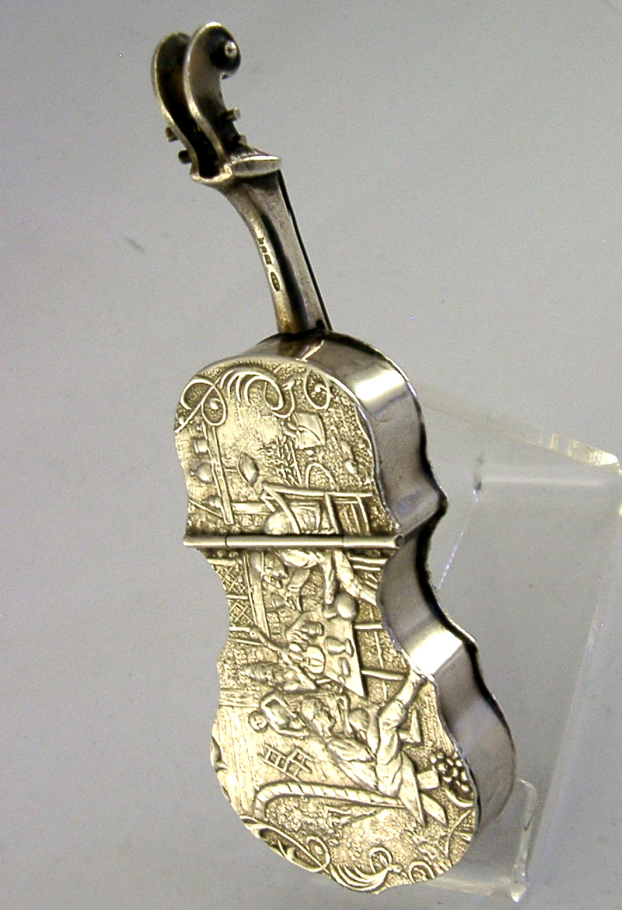 HEAVY 60g NOVELTY SOLID STERLING SILVER CELLO BOX 1979