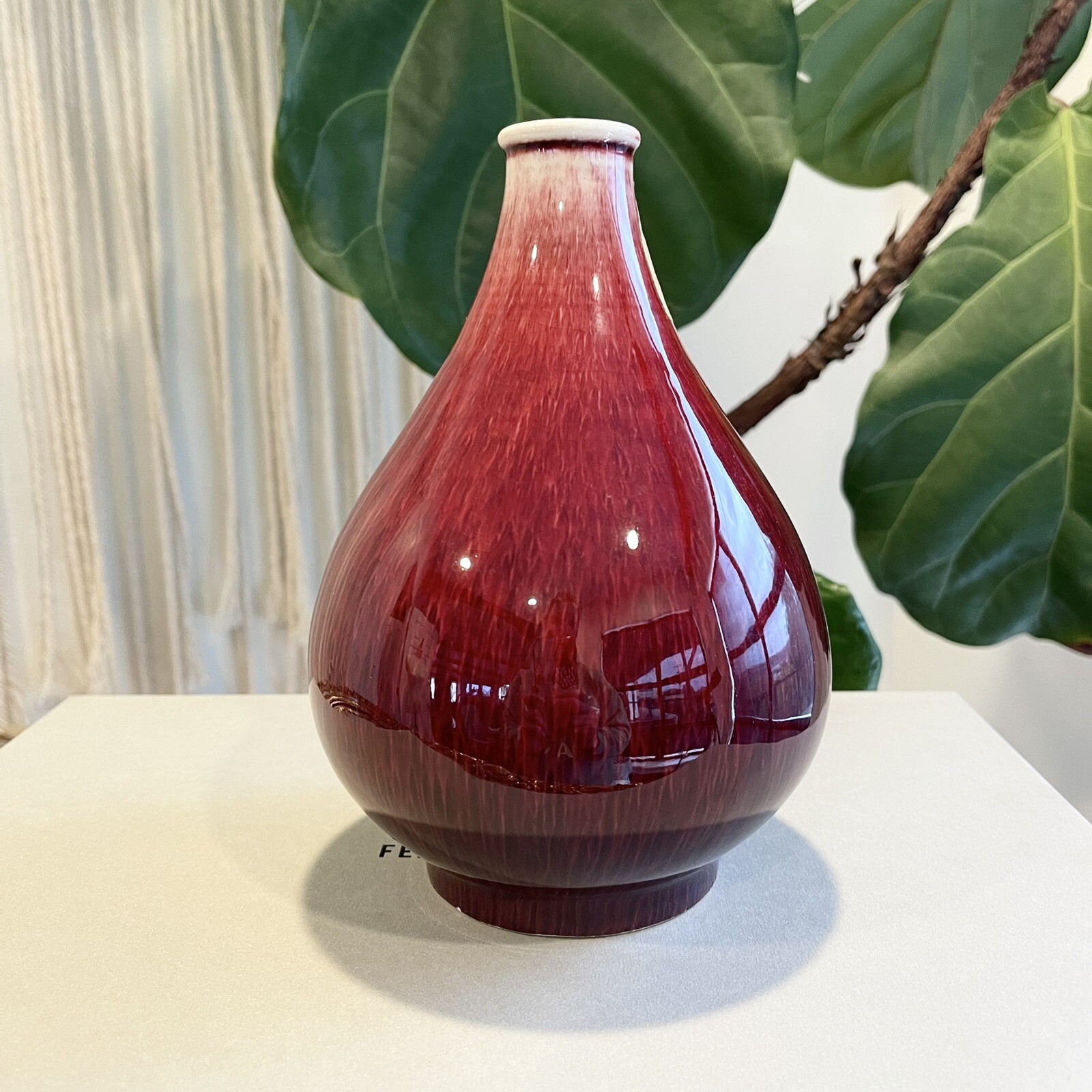 Vintage Chinese Jingdezhen Lang Yao Style Red Porcelain Flambe Oxblood Vase – 8″