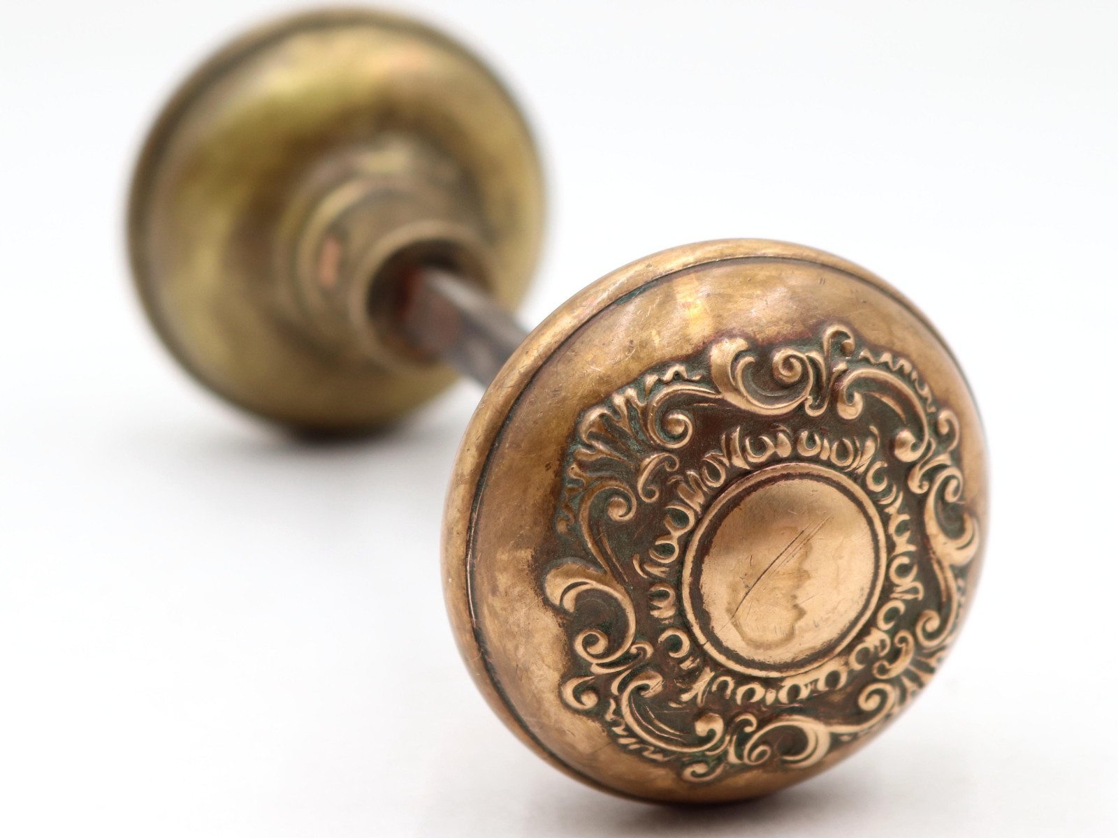 1900s Antique Corbin Votaire Brass Passage Door Knobs