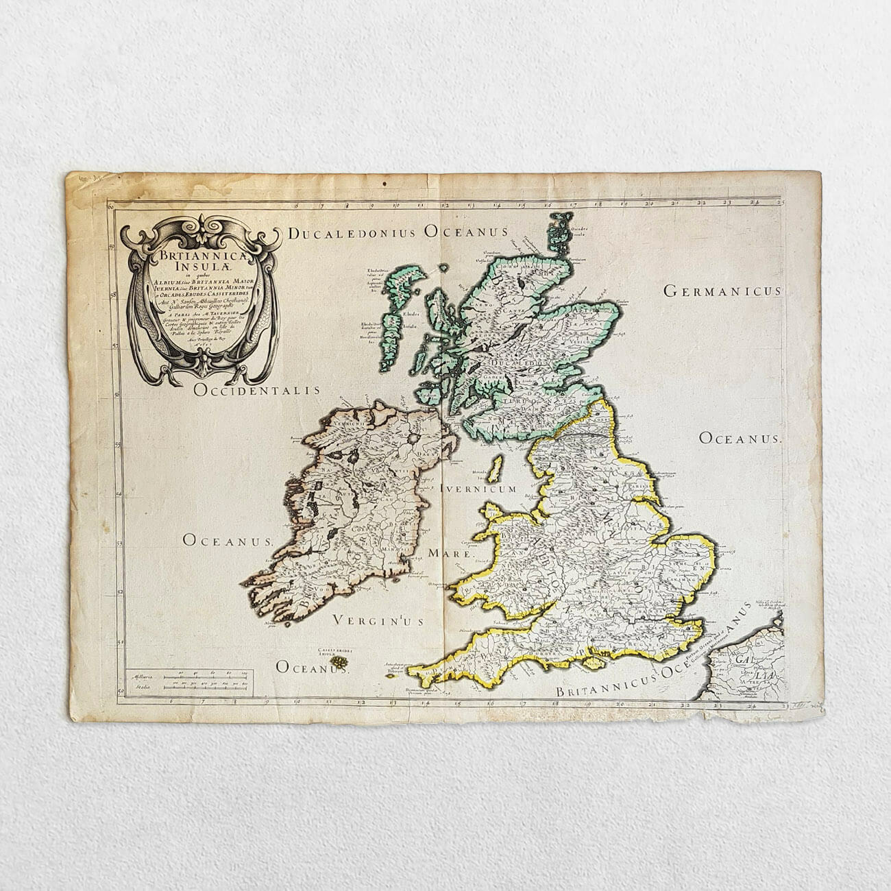 Original United Kingdom Ireland Map Date: 1641 Nicolas Sanson FREE POSTAGE