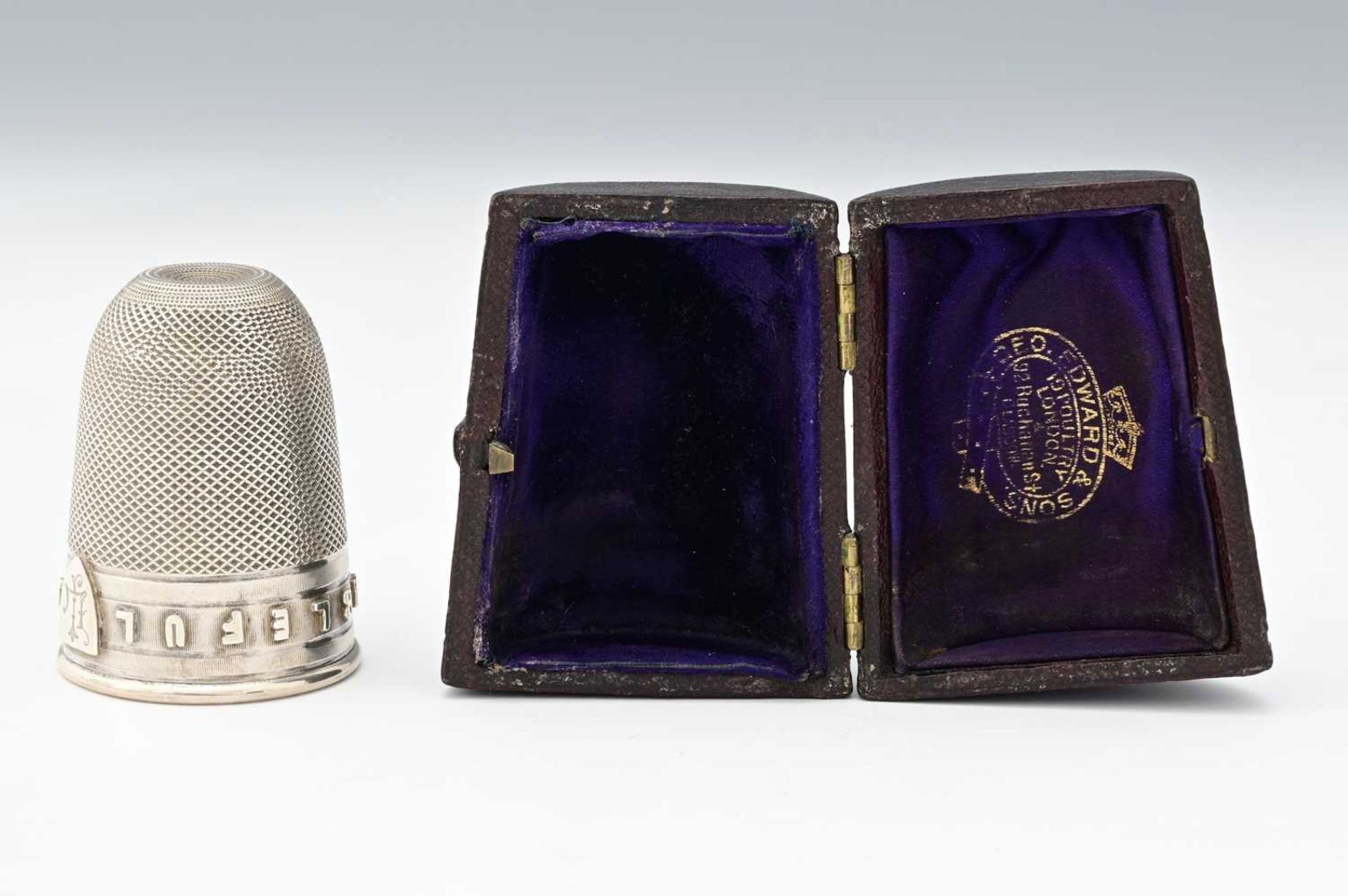 Victorian novelty silver tumbler in the form of a thimble “just a thimbleful”