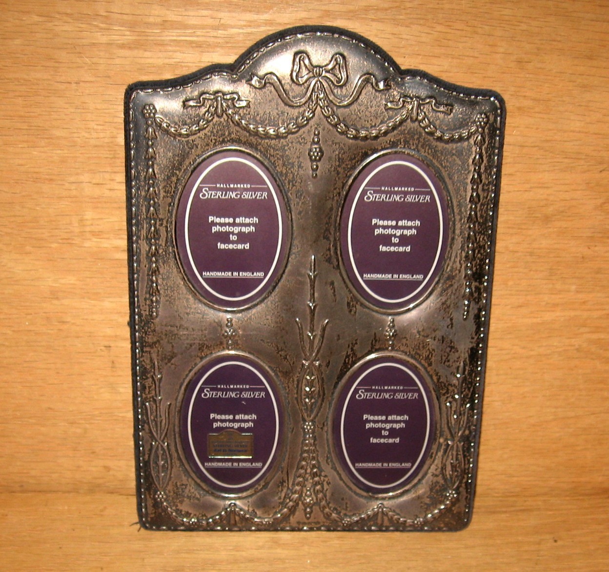 Vintage Ari D Norman London Sterling Silver Ornate Ribbons Bows 4 Photo Frame