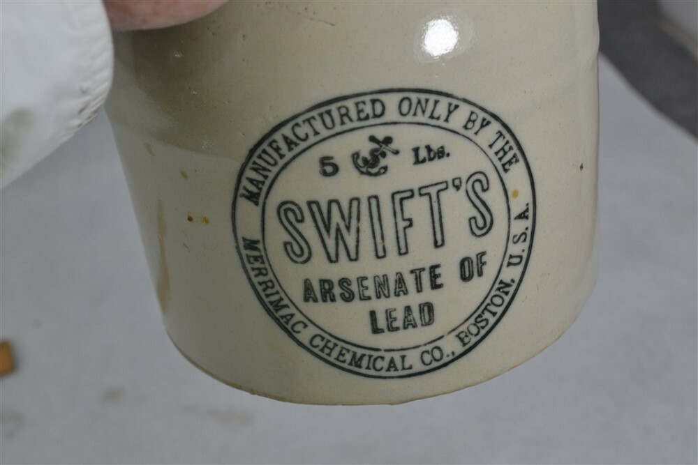antique Poison Jug bottle crock c1910 Swift’s Boston Pottery Arsenate of lead