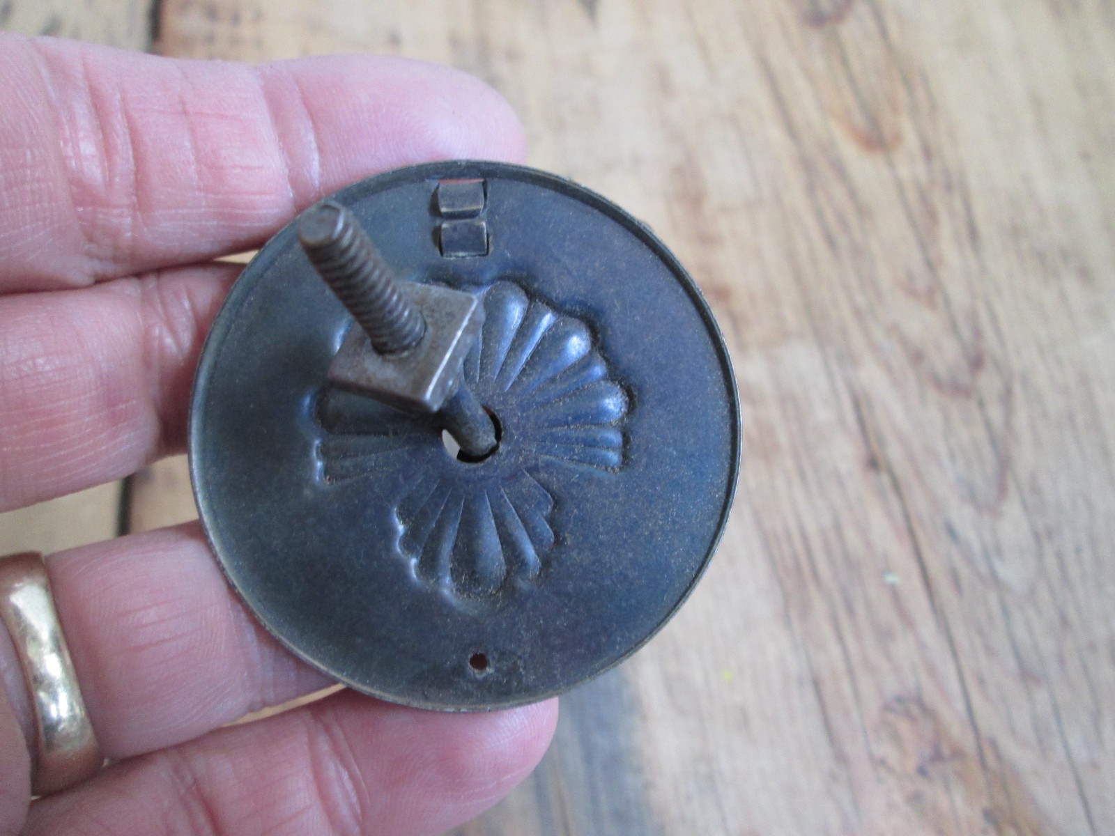 Vintage Floral Drawer Pull Drop Ring Antique Brass Stamped Colonial Hepplewhite