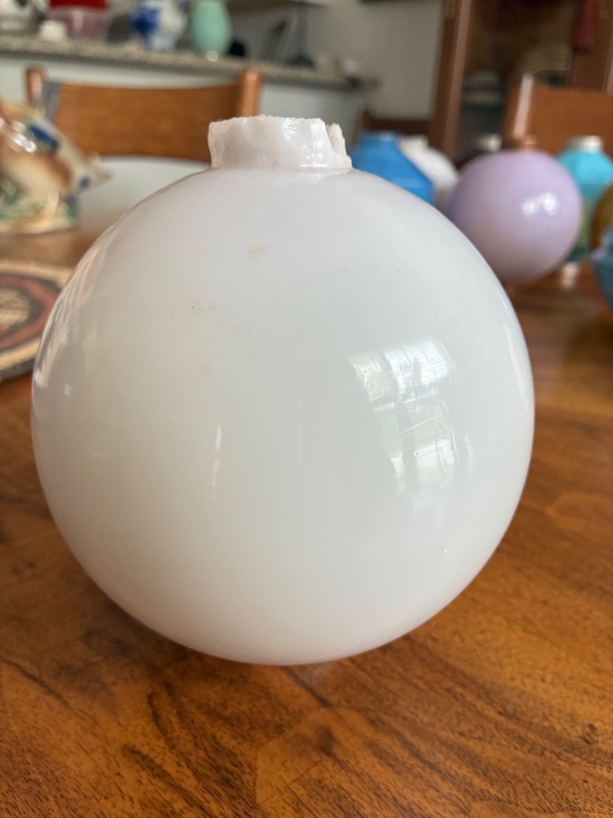 antique white milk glass lightening rod ball