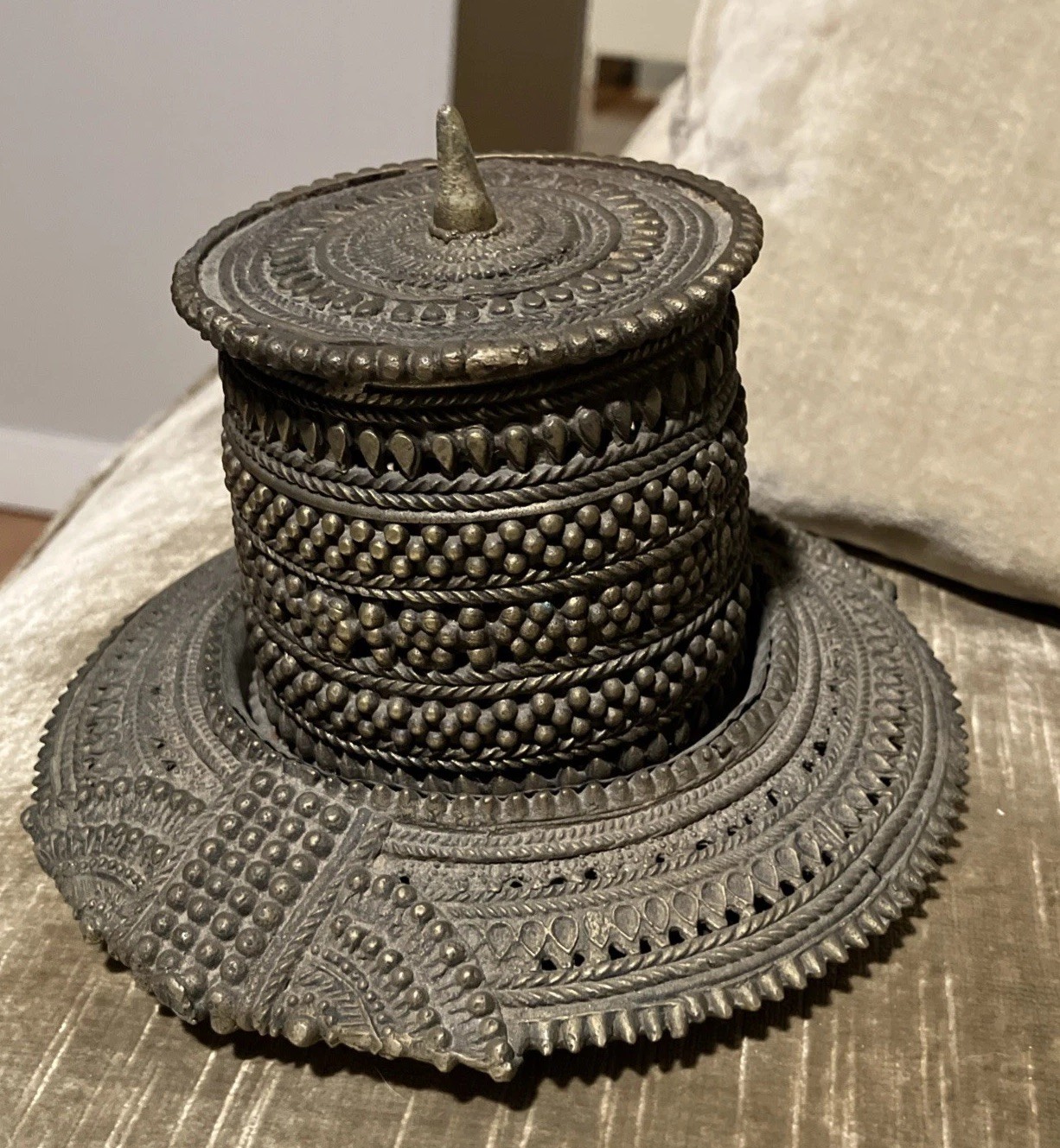 Vintage Brass Unique Jali Work Multi Purpose Use Trinket Jewellery Box